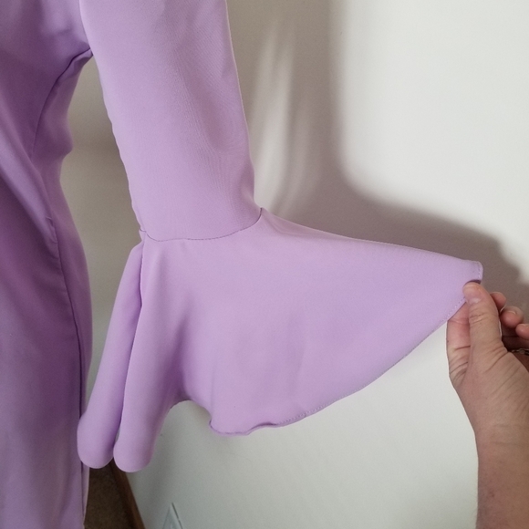 Everly Lavender Bell Sleeved Dress - Picture 3 of 6